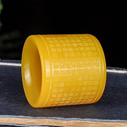 Natural Yellow Jade Ring Heart Jadeite Charm Jewelry Hand Carved Crafts Luck Gifts Women Men (Gem Color : 21-22mm)