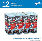 Scott Shop Original Blue Towels (75147), 9.4"x11" Cloth-like Paper Towel (12 Rolls of 55 Sheets, 660 Sheet Total)