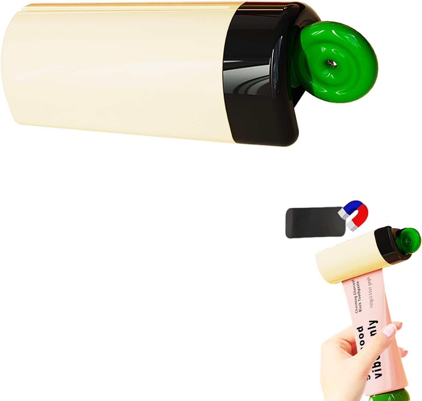 Wall Mounted Magnetic Toothpaste Squeezer,Toothpaste Seat Tube Squeezing Aids,for Various Tube Based Cosmetics and Sauces Squeezer Rollers,1 Pieces,White.