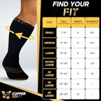 CopperJoint 15-20 mmHg Compression Socks for Men & Women, Small Black and Tan Knee-High Graduated Support Socks for Circulation, Travel, Work & Everyday Wear