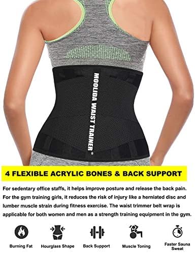 Moolida Waist Trainer Belt for Women or Men Waist Trimmer Workout Fitness Back Support Belts