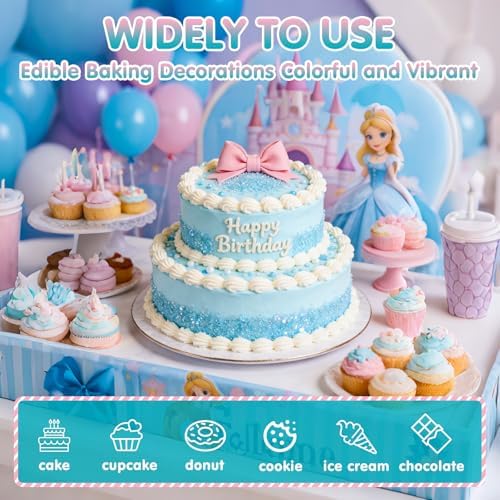 Edible Blue Sprinkles,150g,Bright Blue Sanding Sugar for Cake Decorating,Sky Blue Sprinkle Crystals Mix for Cookie,Ice Cream,Fondant Cake,Caramel Apples,Cupcakes,Desserts Toppers,Birthday Party,Festival Mother's Day Baking Decoration Supplies