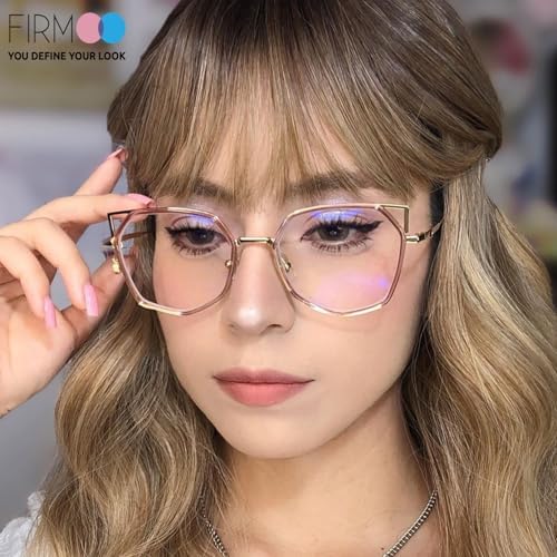 Firmoo Cat Eye Blue Light Blocking Glasses with Gemstone Pendant for Computer Reading Glasses for Women UV400 Protection