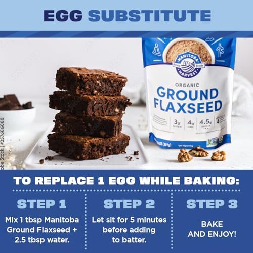 Manitoba Harvest Organic Ground Flaxseed, 3g Plant Based Protein and 4.5g Omegas 3 & 6 per 15g Serving - Perfect for Smoothies, Yogurt & Cereal - Non-GMO, Organic, Vegan, 14oz (Pack of 1)