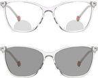 Transition Photochromic Transparent Frame Bifocal Reading Glasses For Men Women,Square Sunglasses Readers