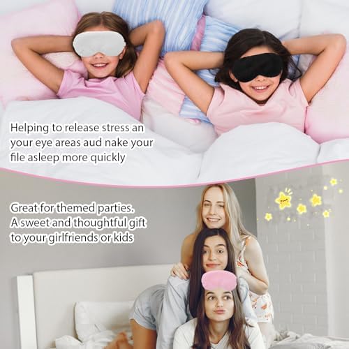 3 Pcs Plush Sleeping Eye Mask, Soft and Fuffy Plush Blindfold Comfortable Faux Fur Eye Shade with Elastic Strap for Women Men and Kids Travel Nap Sleeping (Solid Color（Black, White, Pink）)