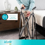 Stander Wonder Walker Lite, Lightweight Folding Mobility Aid for Adults, Seniors, and Elderly, Collapsible Travel Assistant with Rubber Feet for Support, Matte Black
