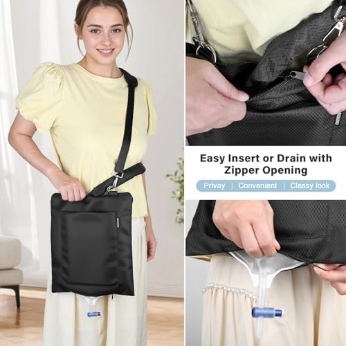 Catheter Bag Holder, Urine Drainage Bag Holder with Drain Tube Cover, for Urostomy Foley Catheter Users, Water-Resistant & Machine washable, Privacy & Secure, fit for Wheelchair, Walker & Bed