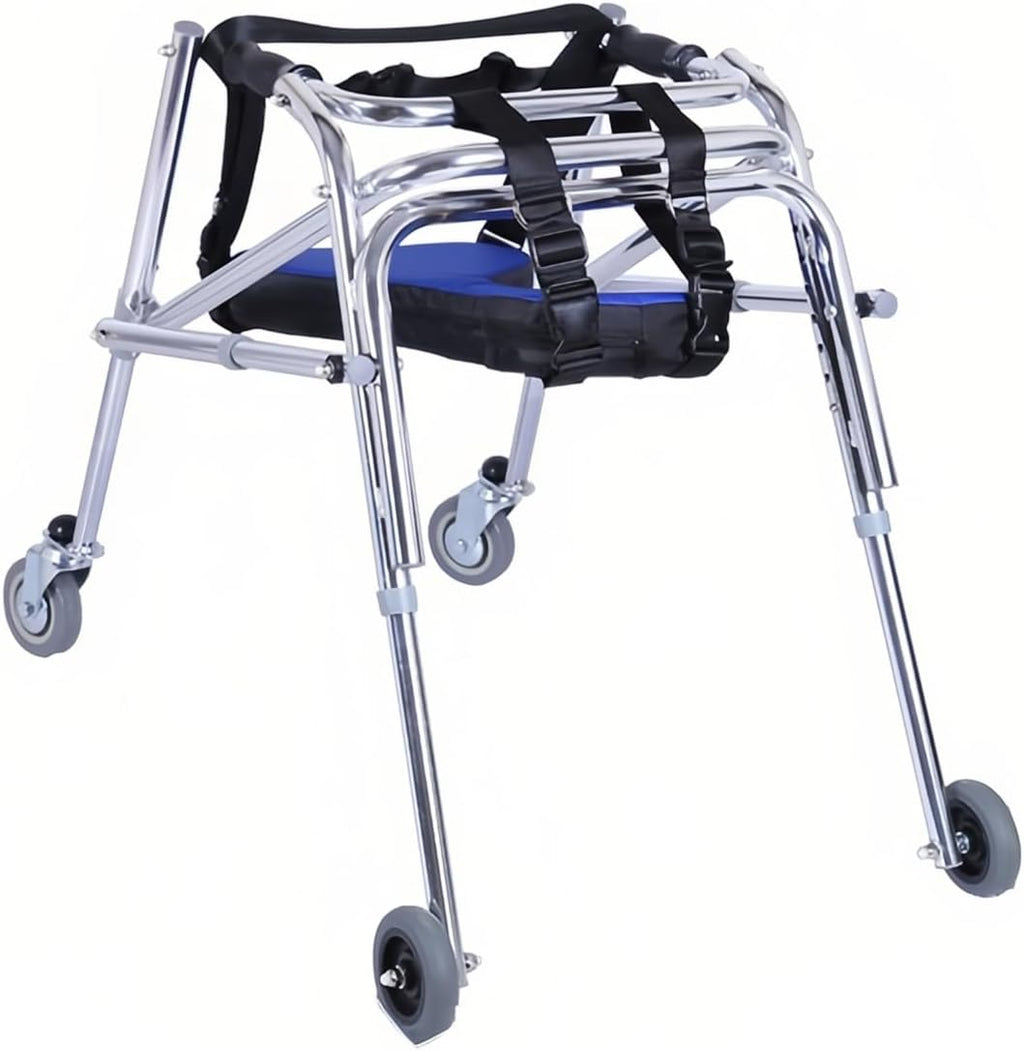 Folding Walker for Kids with Wheels, Aluminum Alloy Height Adjustable Height, Lightweight Posterior Rollator Walker for Disabled Injured Rehabilitation Training (S-H19-H25.3)