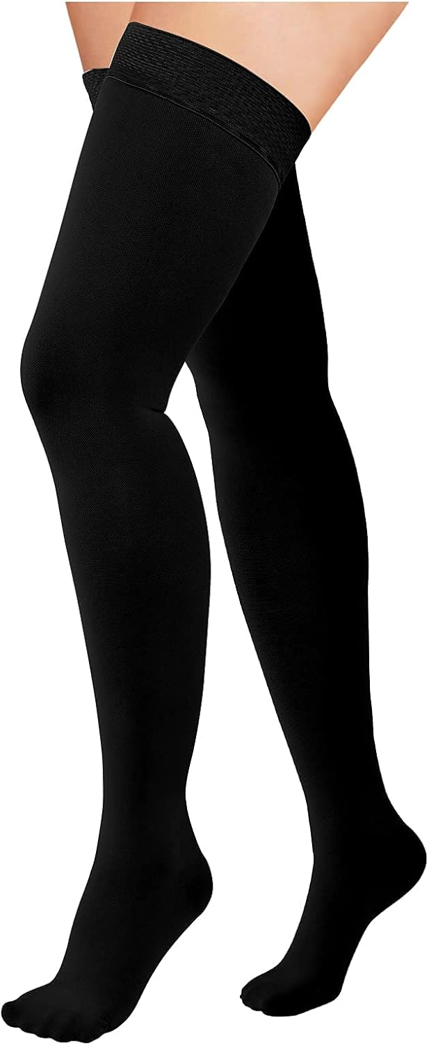 Athbavib 20-30mmHg Thigh High Compression Stockings for Women & Men, Closed Toe Medical Compression Socks Graduated Support Compression Sock for Varicose Veins Swelling Treatment