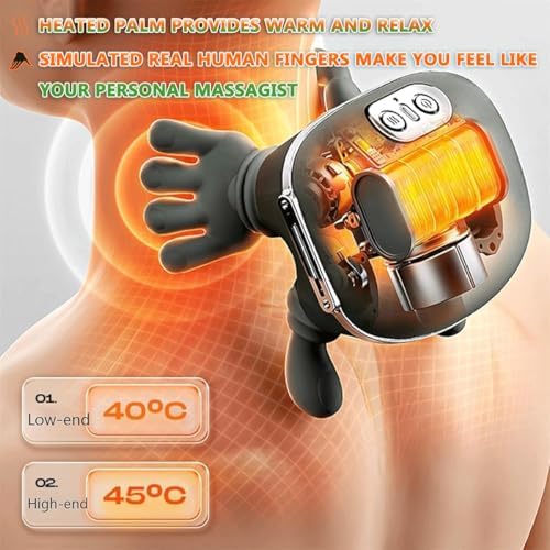 Neck Massager with Heat, Bionic Shoulder Heated Massager, Neck Massager with Fingers, 4D Kneading Massage, Simulates a Real Palm Massage for Comfort, Relax Muscle Tension