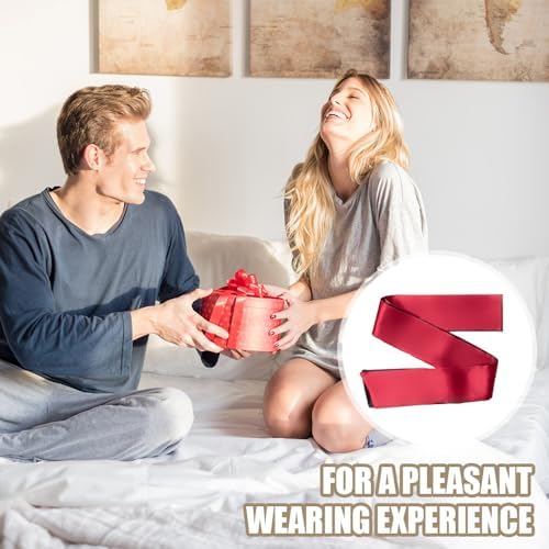 2 Pcs Satin Eye Mask for Sleeping - Silk Blindfold for Women & Men - Adults Couples Blindfold Scarf - Sleep Eye Cover for Travel Nap Meditation - Valentine Gift - 150cm/59inch (Black + Red)