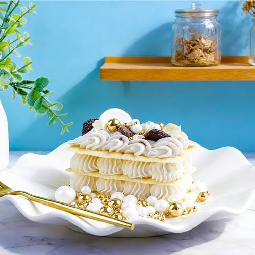 Gold and White Sprinkles for Cake Decorating, 130g/4.6oz Edible Pearl Sprinkles Mix, Sugar Candy Pearls for Baking, Cookie Decorations and Cupcake Toppings, Wedding Party Christmas Holiday Supplies