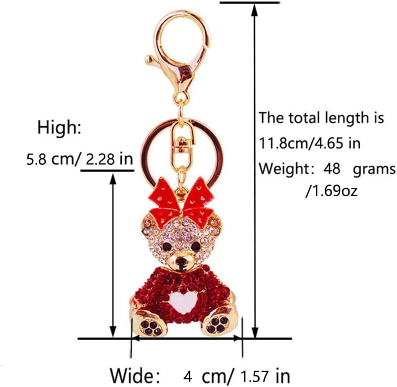 One Pack Cute Bowknot Heart Heart Bear Sitting Position Bear Animal Rhinestone Car Keychain Ring Chain Gift Pack Buckle