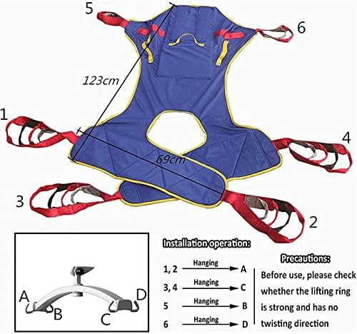 Patient Lift Sling Heavy Duty Transfer, Patient Hoist Lift Dress Toileting Full Body Sling with Head Support Medical Transfer Belt six Point Support