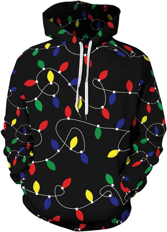 Ainuno Unisex Christmas Hoodie for Men Couples Funny Holiday Hooded Sweatshirt