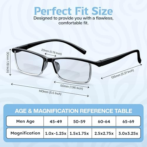 Yogo Vision Bifocal Reading Glasses Men Lightweight Half Rim Frame MultiFocal Readers Comfortable Stylish Eyewear 4/pk