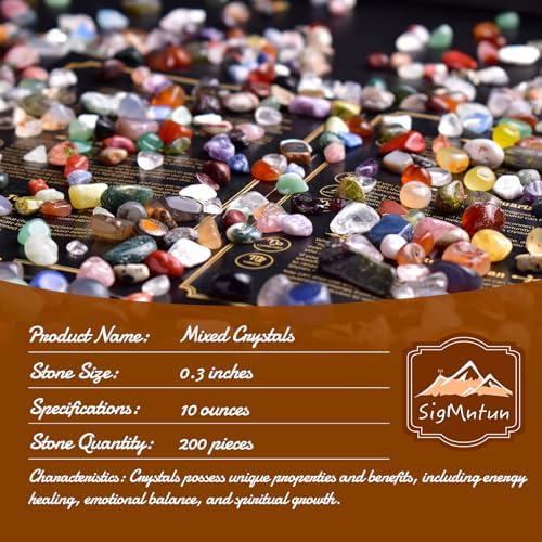 Polished Mixed Crystal Chips 200 Pcs - 0.3" Tumbled Stone Chips Crushed Sea Glass Stones Healing Reiki Crystal Making Home Decoration