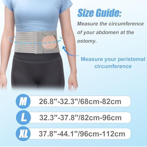 Adjustable Ostomy Hernia Belt for Men & Women - Breathable U-Shaped Design Stoma Support Belt Reduce Parastomal Hernia, Universal Support Belt Colostomy/Urostomy Bags Post Surgery Care (L)