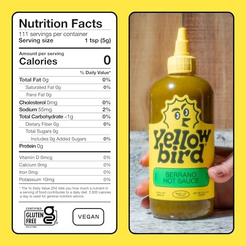 Yellowbird® Classic Serrano Hot Sauce 19.6 oz. Tabletop Size (Kinda Hot | 1 Bottle | Made in Texas)