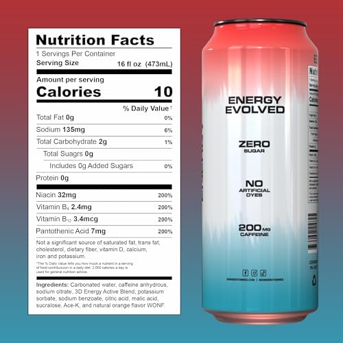 3D Energy Drink – Sugar Free, 200mg Caffeine, Pre Workout, Taurine, L-Carnitine, Lightly Carbonated, 16oz Cans, 12 Pack - Liberty Pop