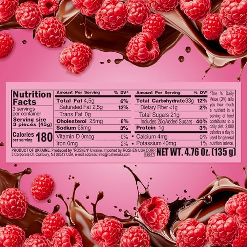 Roshen Lovita Cookies with Raspberry Jelly Filling, 4.76 oz, Golden Biscuit with Bright Raspberry Jelly & Smooth Chocolate Glaze, European Gourmet Cookies, Pack of 2