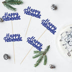 Gyufise 36 Pack Happy Retirement Cupcake Toppers Blue Glitter Retired Cupcake Picks Decorations for Retirement Theme Birthday Party Cake Decorations