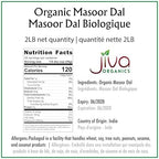 Jiva Organics Organic Masoor Dal 2 Pound Bag (Split Red Lentils) - Non-GMO, Pure & Natural