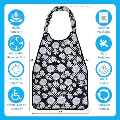Premium Adult Bibs for Seniors & Elderly - 17x30 Large, Heavy Duty, Waterproof PVC Layer, Washable, Crumb Catcher