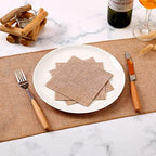 Spiareal 100 Pcs Burlap Paper Napkins 10 x 10 Inches Rustic Brown Disposable Dinner Decorative Cocktail Napkins for Party Wedding Birthday