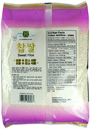 ROM AMERICA Sweet Sticky Glutinous Short Grain White Rice for Asian Cooking and Desserts - Thai Mango Sticky Rice, Sweets, Pudding, Tteok Rice Cake, Mochi, Coconut Rice - 찹쌀 - 4 Pound (Pack of 1)