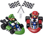 DecoSet® Mario Kart™ Cake Topper, 3 Piece Cake Decoration with Race Kart Toppers & Checkered Flag Decoration, Collectible Character Karts for Hours of Fun After the Party