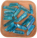 5Pcs Rare Blue Aura Lemurian Seed Quartz Crystal Stones Point Specimen