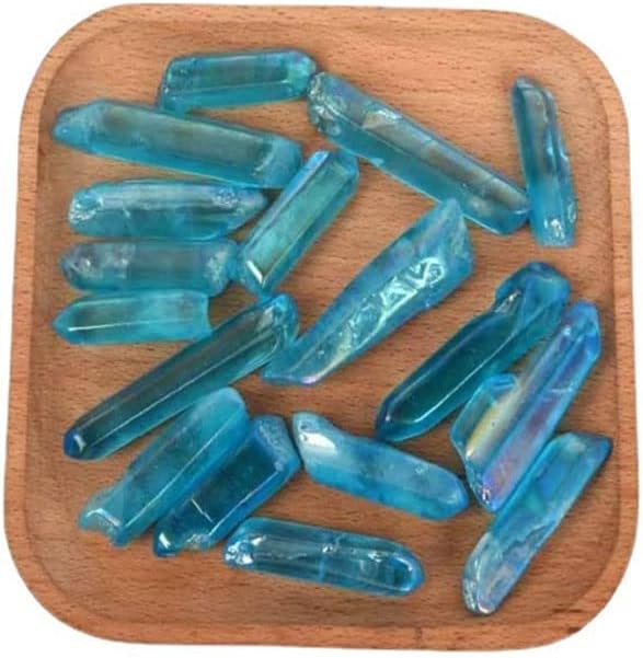 5Pcs Rare Blue Aura Lemurian Seed Quartz Crystal Stones Point Specimen