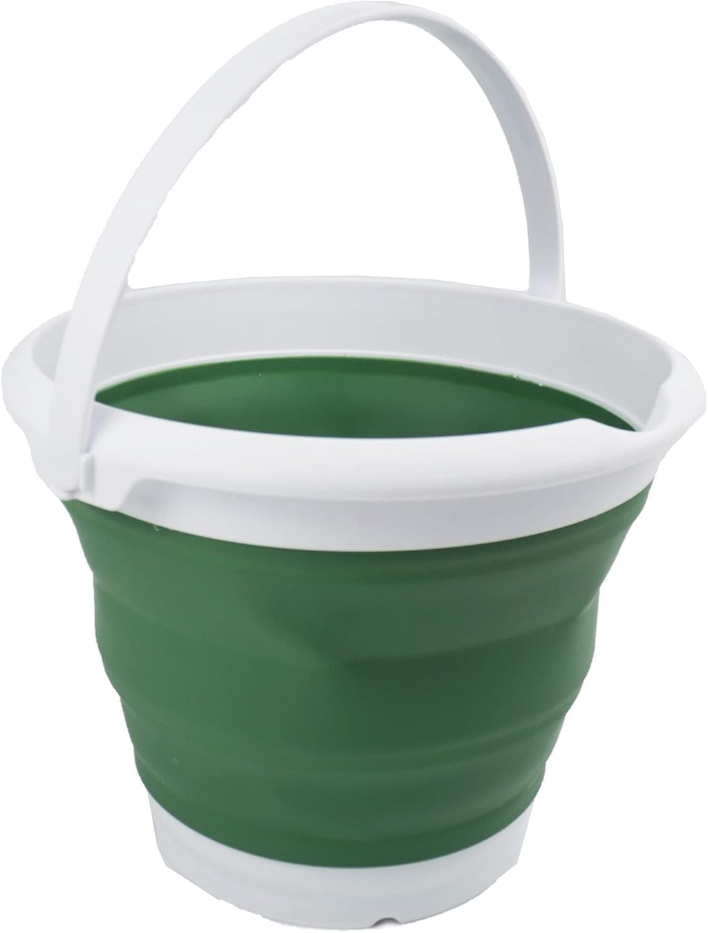 SAMMART 8.5L (2.2 Gallon) Collapsible Plastic Bucket - Foldable Round Tub - Portable Fishing Water Pail - Space Saving Outdoor Waterpot. Size 31cm Dia (White/Dark Sea Green)