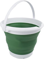 SAMMART 8.5L (2.2 Gallon) Collapsible Plastic Bucket - Foldable Round Tub - Portable Fishing Water Pail - Space Saving Outdoor Waterpot. Size 31cm Dia (White/Dark Sea Green)