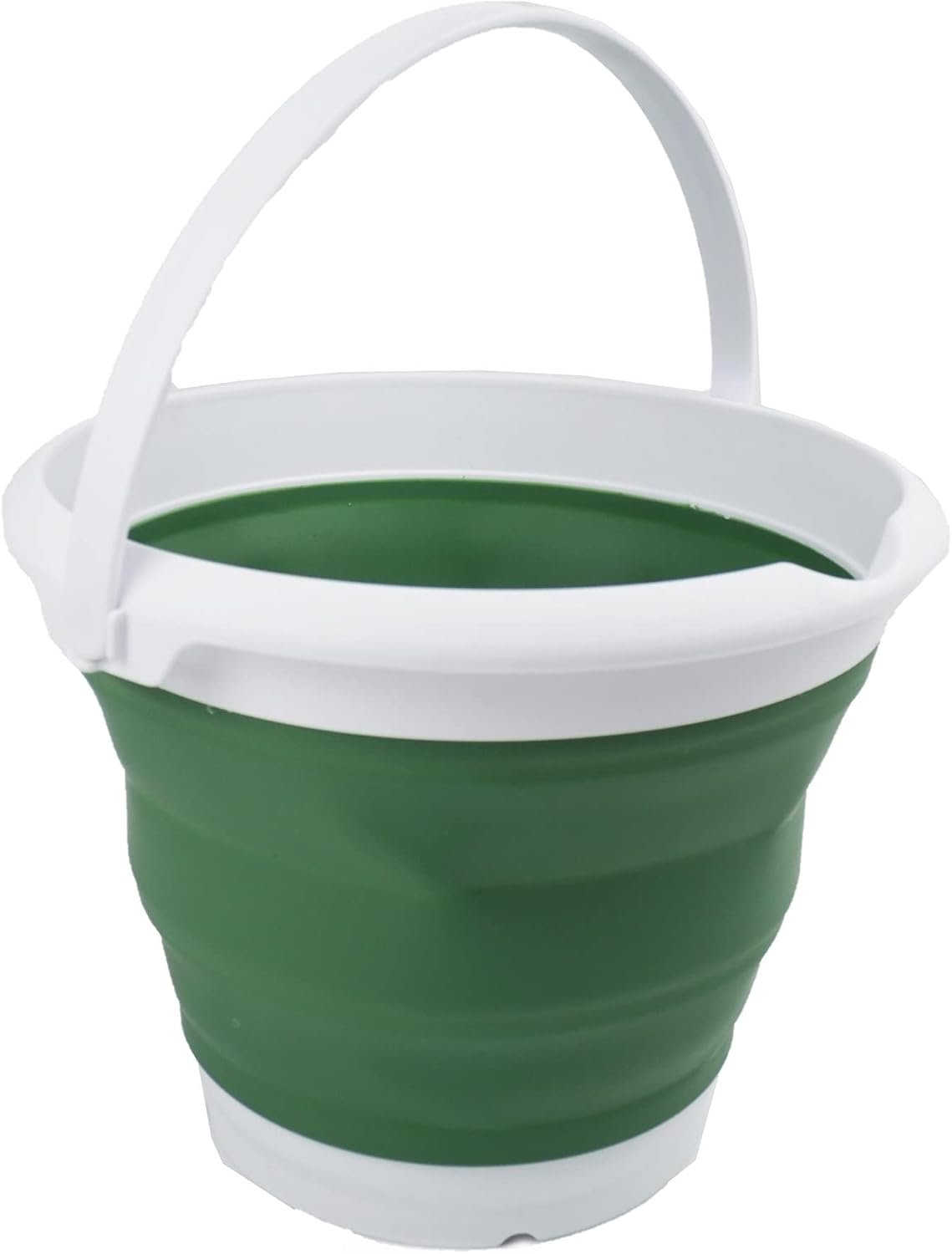 SAMMART 8.5L (2.2 Gallon) Collapsible Plastic Bucket - Foldable Round Tub - Portable Fishing Water Pail - Space Saving Outdoor Waterpot. Size 31cm Dia (White/Dark Sea Green)