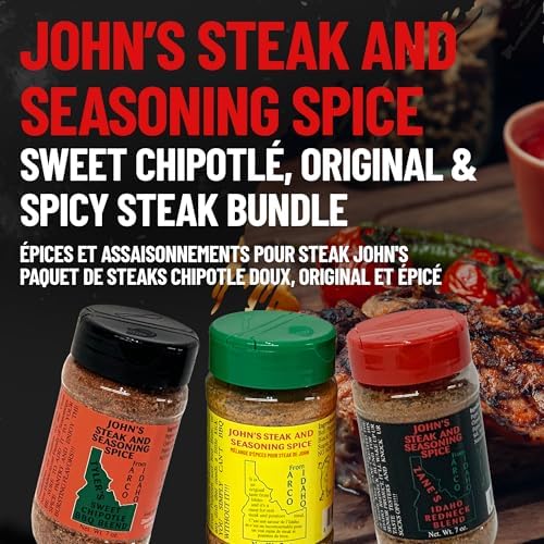 John’s Original Steak & Seasoning Spice – Gluten-Free, MSG-Free, Idaho-Made – Perfect for Steaks, Pork Chops, Burgers, Chicken, Seafood, Potatoes & More, 7 oz