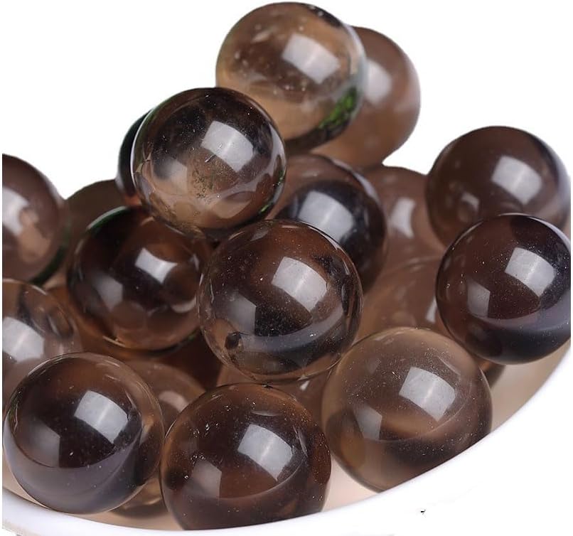 Natural Smoky Quartz Healing Crystal Sphere Balls Gemstones Small Size Pack of 10 for Healing, Reiki, Home Office Decoration, Jewelry Making (Citrine Crystal, 0.55"-0.86")