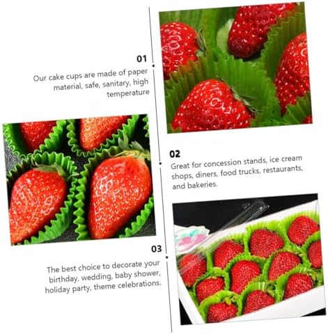 Zerodeko 2000Pcs Green Strawberry Baking Cups Cake Holders High Temperature Resistant Paper Liners for Parties Weddings Birthdays and Home Kitchens