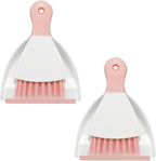 NACENA Mini Dustpan and Brush Set 2 Pack, Small Broom and Dustpan Set Dust Pan and Mini Hand Broom Dustpan and Broom Combo Compact for Home Table Keyboards Sofa Kitchen, Pink