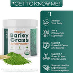 Teaveli Organic Barley Grass Juice Powder– Raw, Utah Grown Barley Grass Juice Extract for Detox- Complements Wheatgrass Juice- Made in USA Without Gluten, Additives or Preservatives- 8 oz (226 Grams)