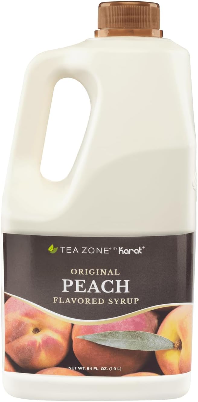 Tea Zone J1065 64 fl. oz Peach Syrup for Tea, Beverages, Sweets, Ice Cream, Cocktails Blending