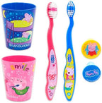 Peppa Pig Toothbrush and Cup Travel Kit for Kids - Bundle with 2 Toothbrushes, 2 Rinsing Cups, 2 Covers, Stickers, and More for Girls, Toddlers | Peppa Pig Toothbrush Set (Styles May Vary)