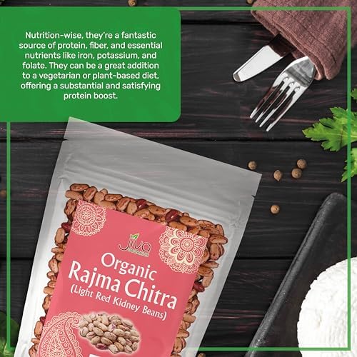 Jiva Organic Light Red Kidney Beans Speckled Whole (Rajma Chitra) 2 Pound Bag