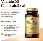 Solgar Vitamin D3 (Cholecalciferol) 125 mcg (5000 IU), 240 Vegetable Capsules - Helps Maintain Healthy Bones & Teeth - Immune System Support - Non-GMO, Gluten Free - 240 Total Servings