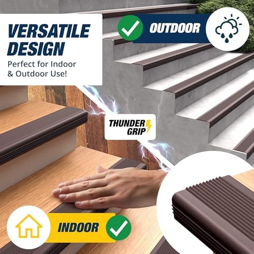 Stair Edge Protector 12 Ft - Brown Rubber Edge Trim for Steps - Stair Nose Molding - Rubber Nose Trim - Fit for Indoor and Outdoor - Non Slip and Waterproof
