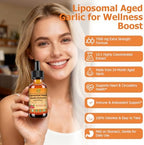 Aged Garlic Extract Liquid Drop 15:1 7500mg Odorless Organic Garlic Supplement for Heart & Immune Cardiovascular Health, Fast Absorption Liposomal Tech Formula for Men & Women Daily Wellness