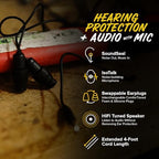 Plugfones Guardian Plus in-Ear Earplug Earbud Hybrid - Noise Reduction in-Ear Headphones with Noise Isolating Mic and Controls (Black)