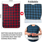 XKDOUS 4 Pcs Adult Bibs For Men Washable Clothing Protector with Crumb Catcher for Eating, Reusable Waterproof Large Feeding Adult Bibs Gift for Men Women Elderly Senior